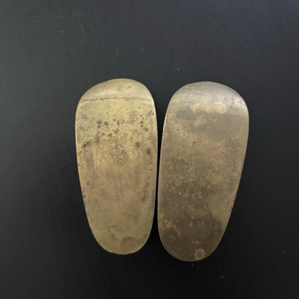 Vintage Brass Ashtray Shoes Etched Floral India Made Set Of 2‎